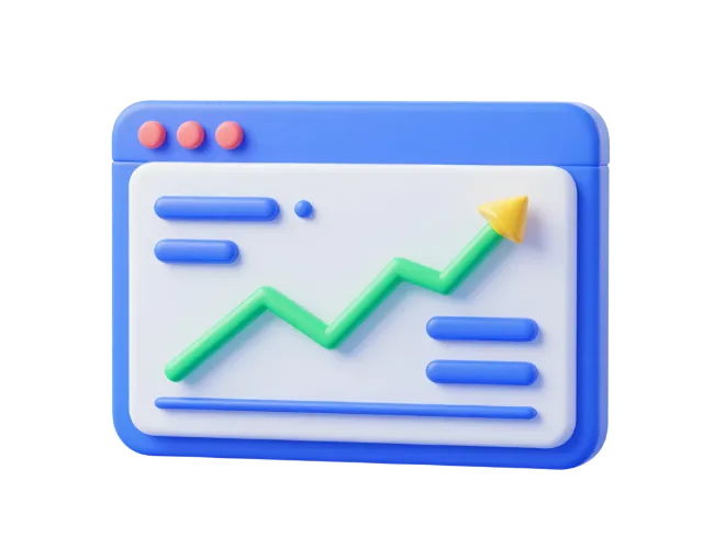 3D Website Analytics Dashboard with Growth Chart