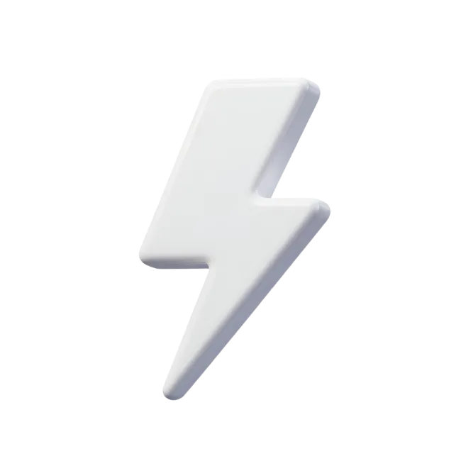 3D White Lightning Bolt Symbol