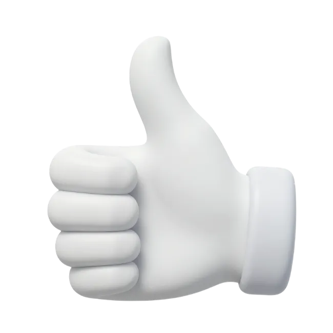 3D White Thumbs Up Hand Gesture