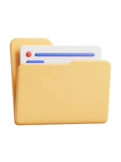 3D Yellow Document Folder with Paper Icon