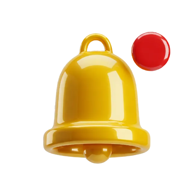 3D Yellow Notification Bell Icon
