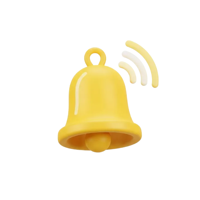 3D Yellow Notification Bell Icon