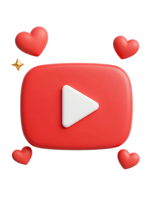 3D YouTube Logo with Hearts