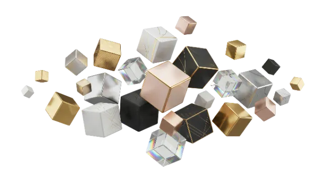 Abstract 3D Geometric Floating Cubes Composition