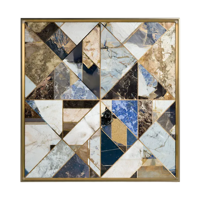 Abstract Geometric Marble Mosaic Wall Art