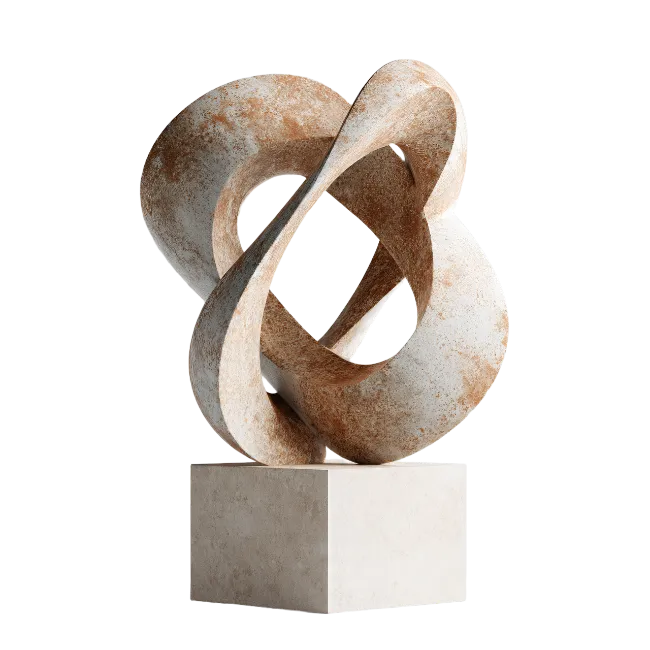 Abstract Stone Knot Sculpture on Pedestal