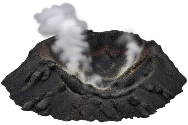 Active Volcanic Crater with Steam