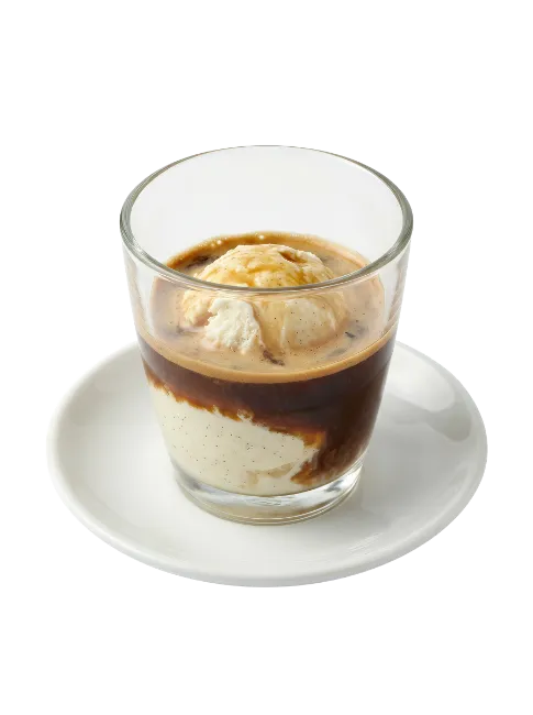 Affogato coffee dessert in a glass