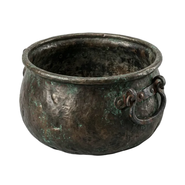 Aged Copper Cauldron with Handle