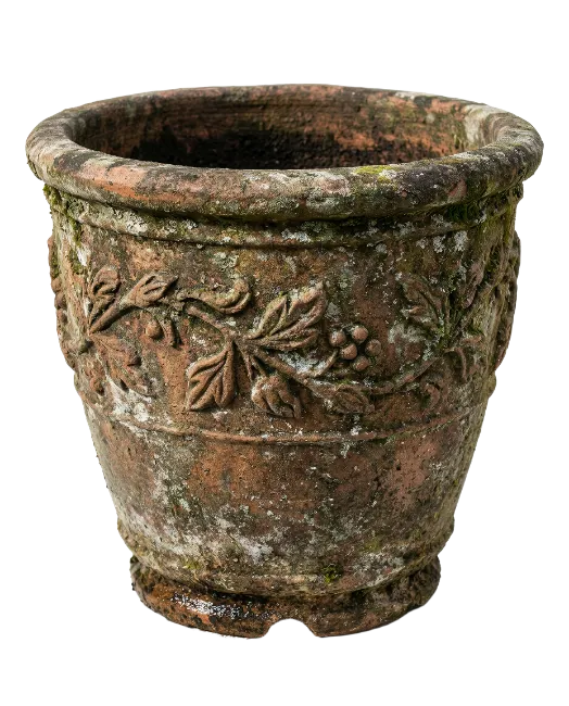 Aged Terracotta Plant Pot with Relief Details