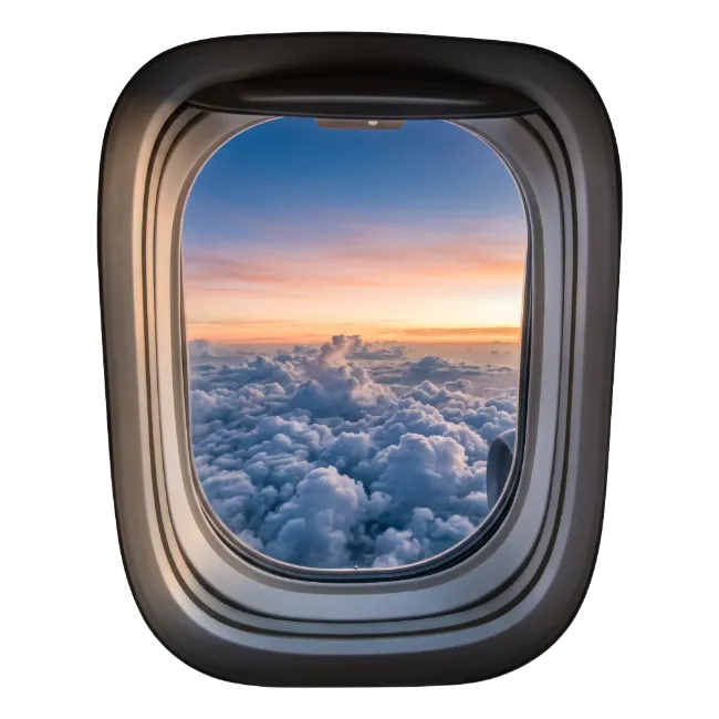 Airplane Window View Above Clouds