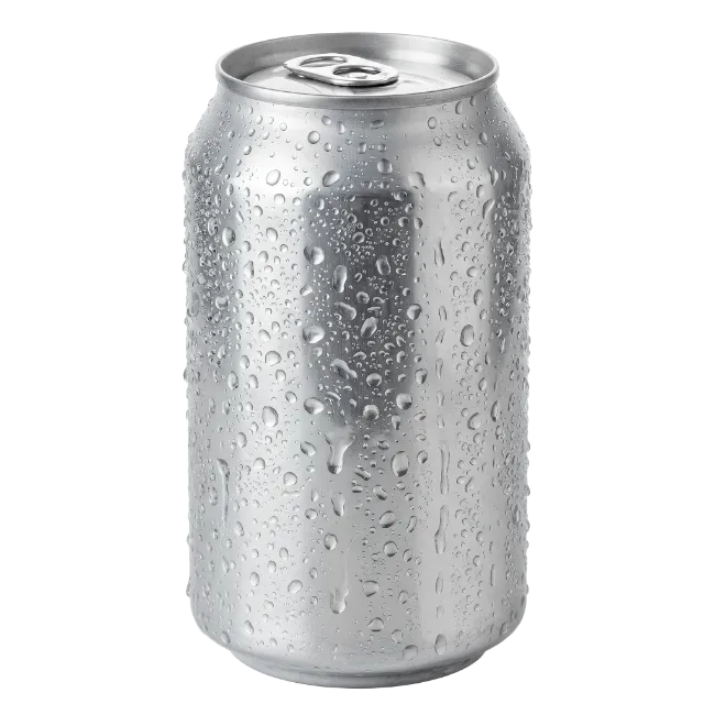 Aluminum Beverage Can with Water Droplets