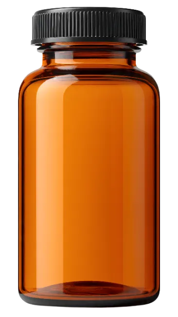 Amber Glass Pill Bottle with Black Cap