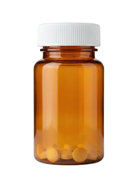 Amber Medicine Bottle With Pills