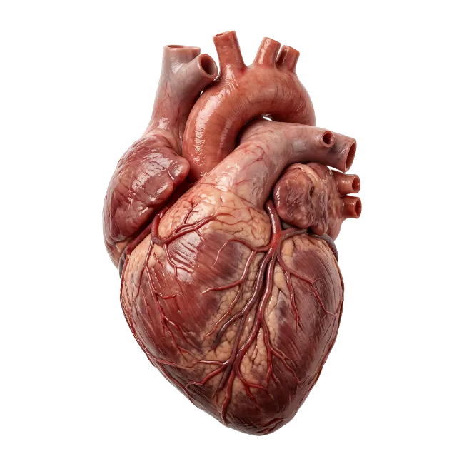 Anatomical human heart model with detailed blood vessels