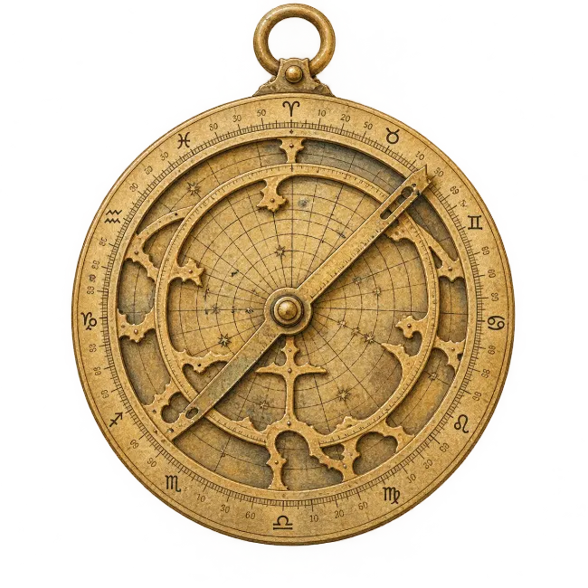 Ancient Brass Astrolabe Navigational Instrument