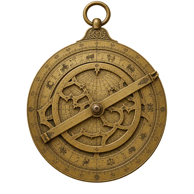 Ancient Brass Astrolabe Navigational Tool