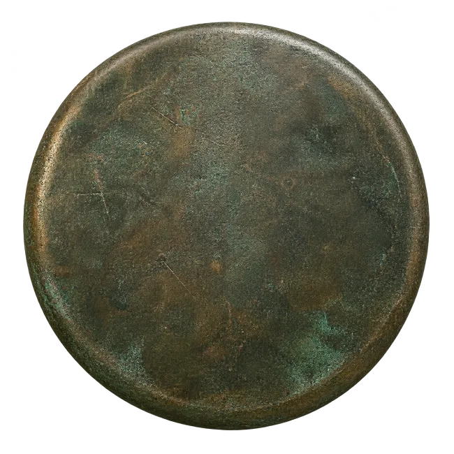 Ancient bronze coin blank isolated on black background