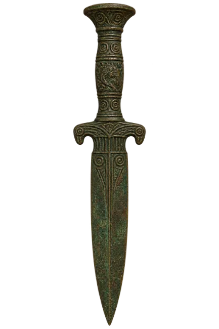 Ancient Bronze Dagger with Detailed Handle