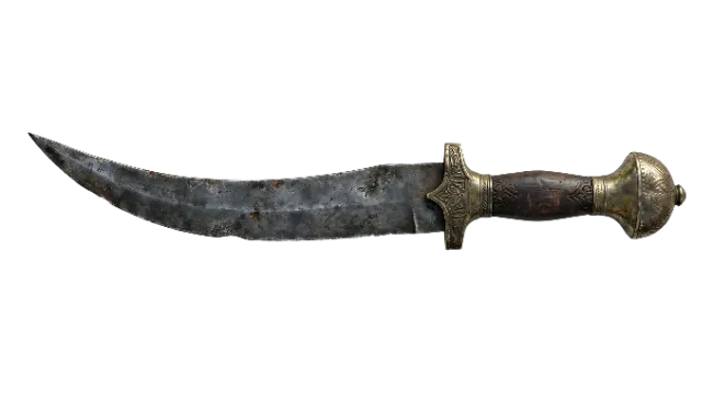 Ancient Curved Dagger with Ornate Handle