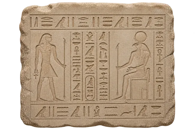 Ancient Egyptian Hieroglyphic Stone Tablet Carving