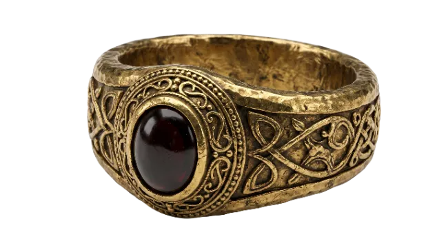 Ancient Gold Ring with Red Gemstone