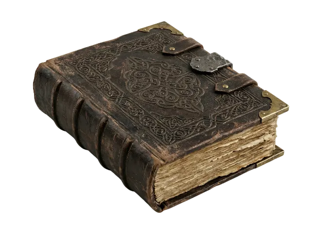 Ancient Leather Bound Book with Metal Clasp