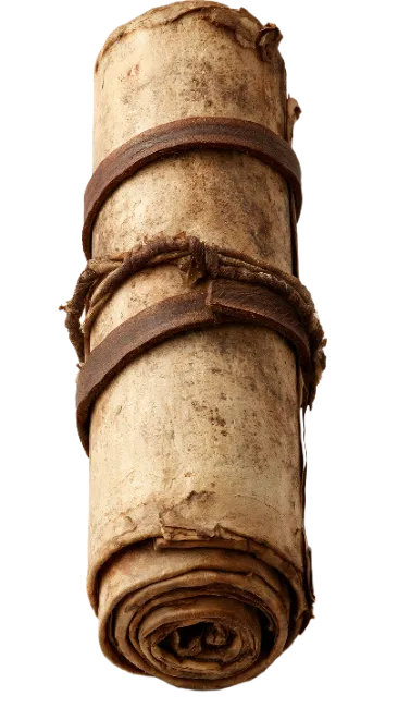 Ancient Rolled Parchment Scroll Tied With Leather