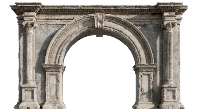 Ancient Roman Stone Archway with Detailed Columns