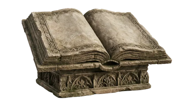 Ancient Stone Book Open on Pedestal