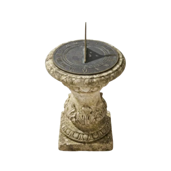 Ancient Stone Sundial with Metal Dial