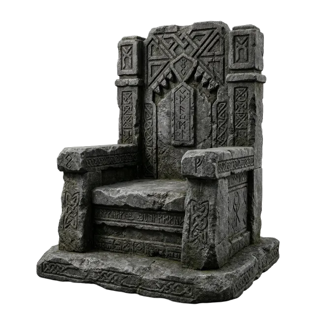 Ancient Stone Throne with Norse Runes