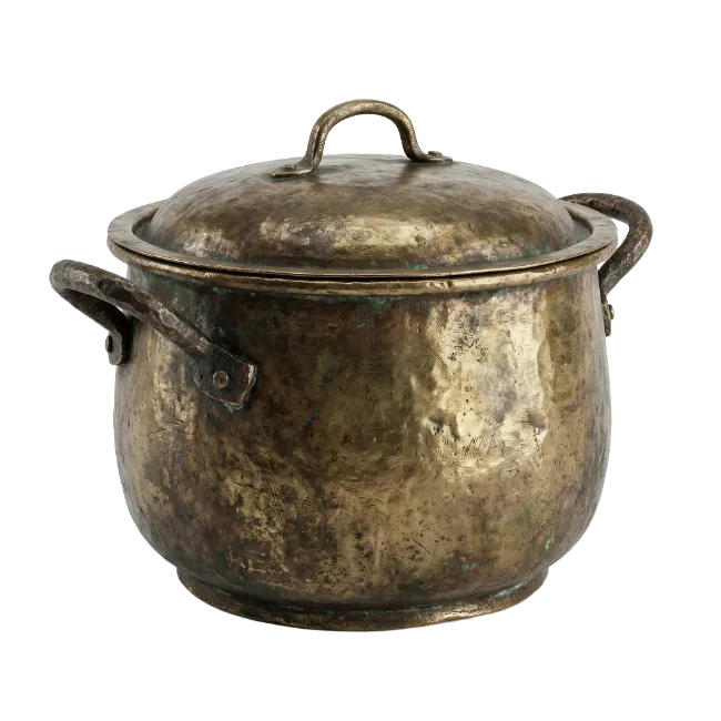 Antique Brass Cooking Pot with Lid
