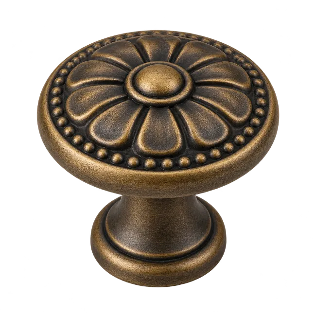Antique Brass Floral Cabinet Knob