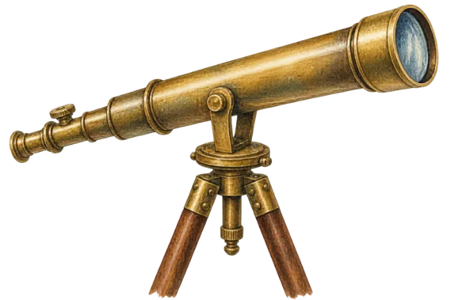 Antique Brass Telescope Illustration