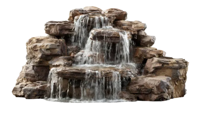 Artificial Rock Water Feature With Flowing Waterfall
