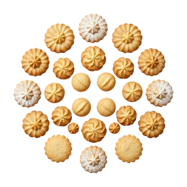 Assorted Butter Cookies Arranged in Pattern