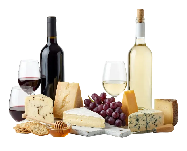 Assorted Cheese and Wine Selection