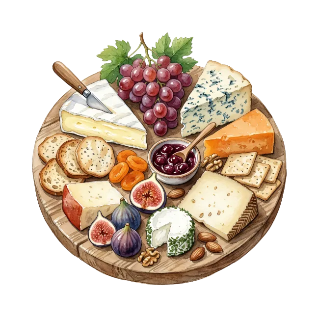 Assorted Cheese Platter with Fruits and Crackers