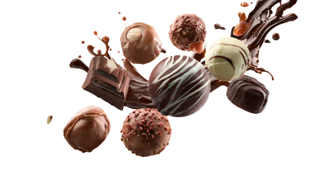 Assorted Chocolate Truffles and Splashing Syrup