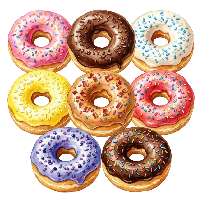Assorted Glazed Donuts with Colorful Sprinkles