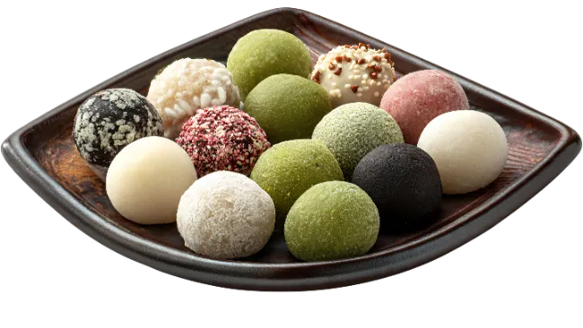 Assorted Mochi Sweets on a Plate