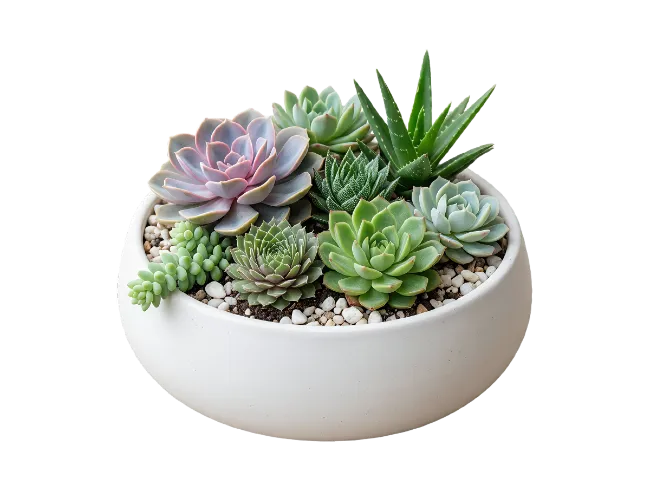 Assorted Succulent Plants in White Ceramic Pot