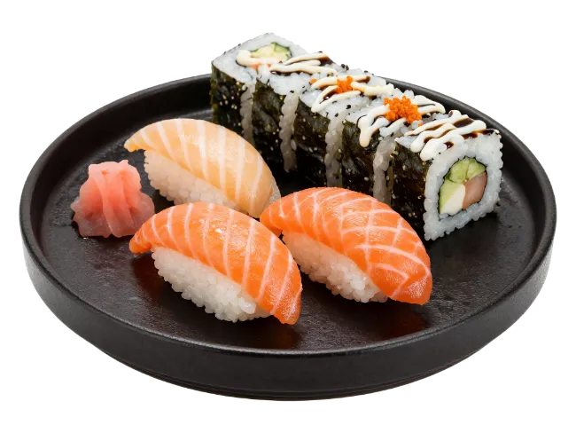Assorted Sushi Platter on Black Plate