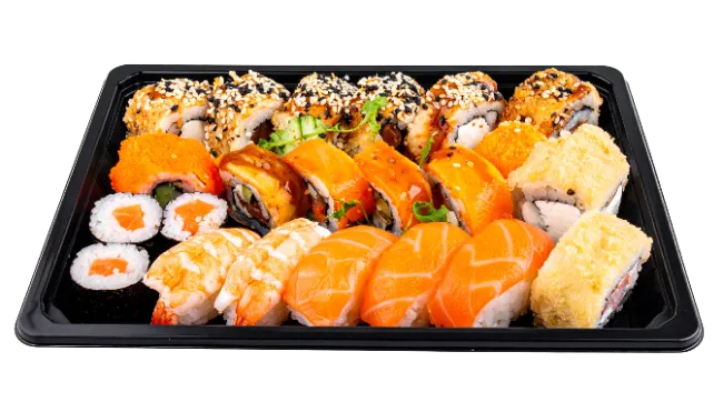Assorted Sushi Roll Platter in Black Tray
