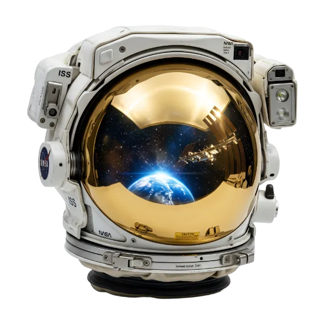 Astronaut Helmet with Space Station Reflection