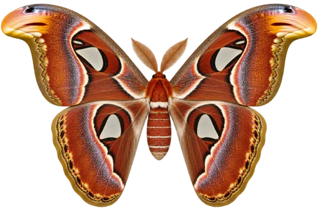 Atlas Moth Specimen with Detailed Wings