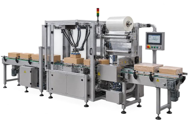 Automated Industrial Box Packaging Machine with Conveyor
