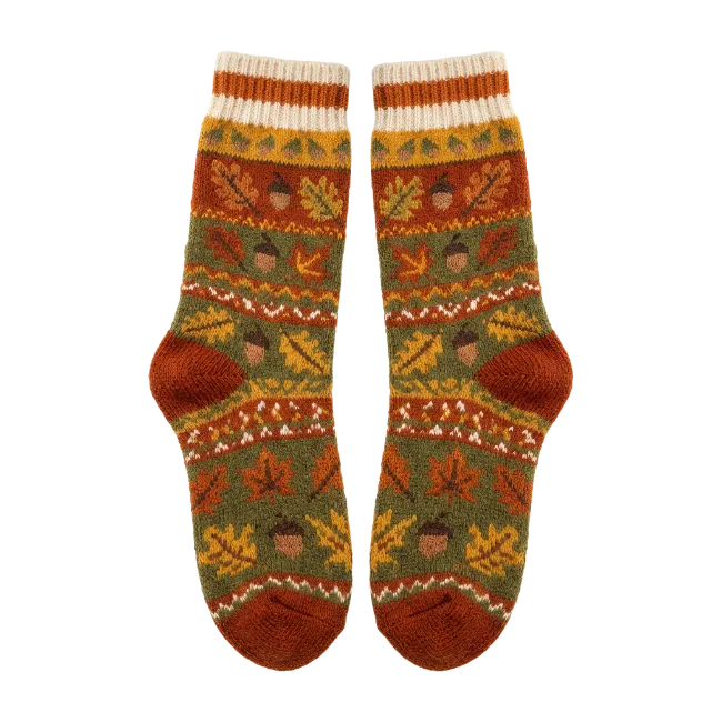 Autumn Pattern Woolen Socks