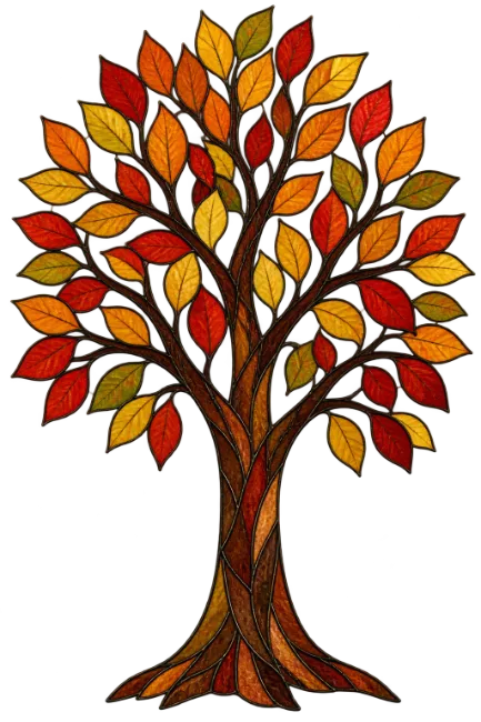 Autumn Tree with Colorful Leaves Illustration